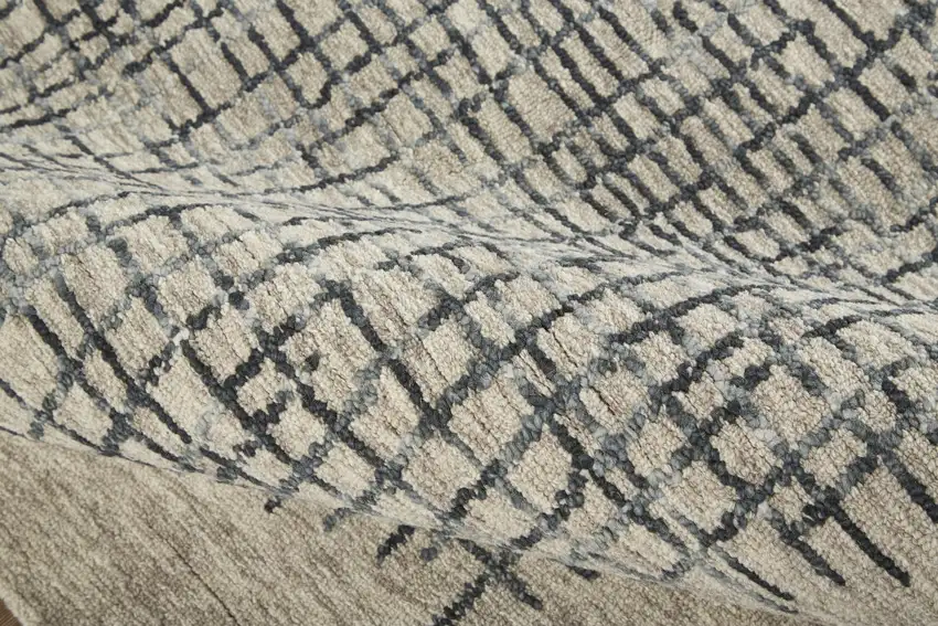 Gray Black And Tan Wool Plaid Tufted Handmade Stain Resistant Area Rug Photo 8
