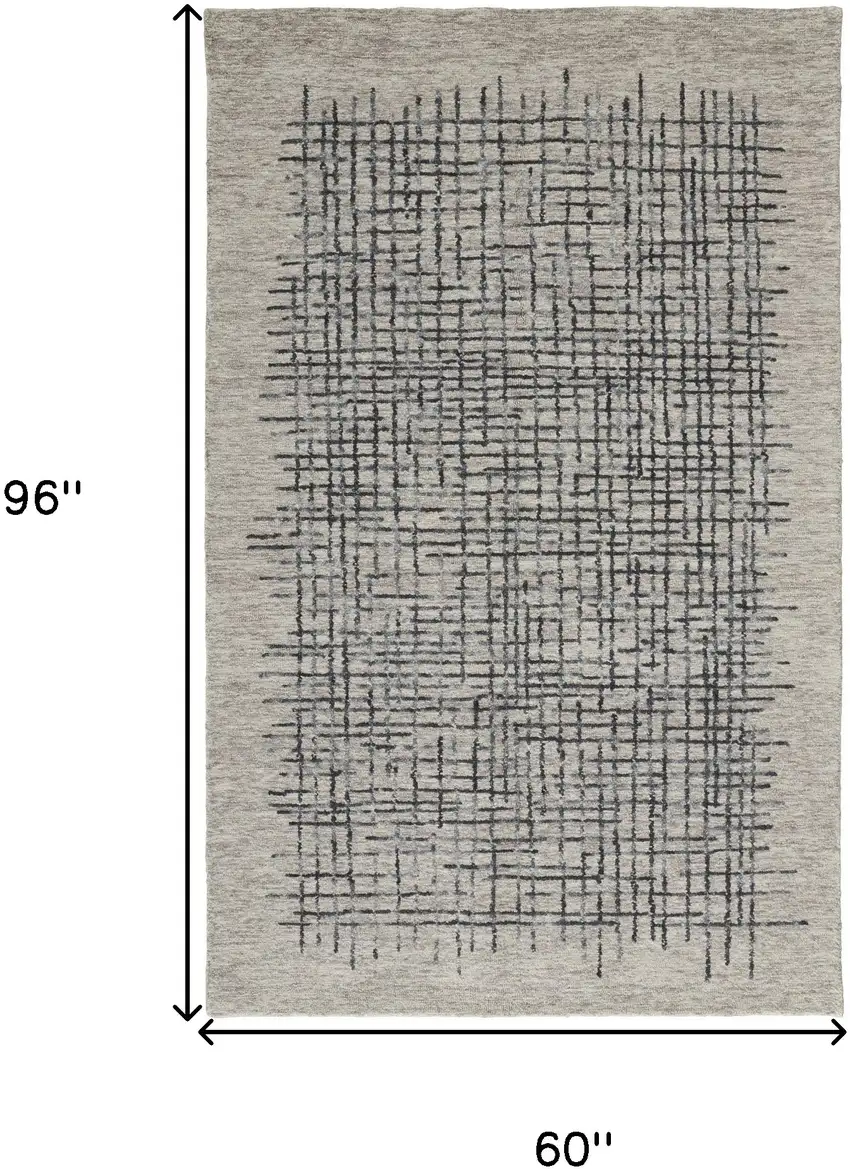 Gray Black And Tan Wool Plaid Tufted Handmade Stain Resistant Area Rug Photo 10