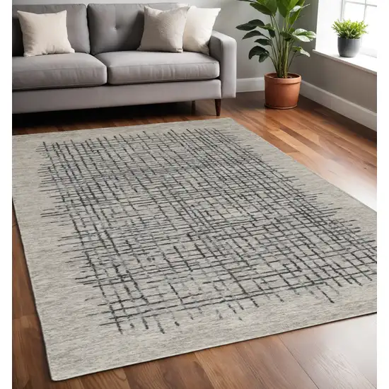 Gray And Black Wool Crosshatch Hand Tufted Area Rug Photo 1