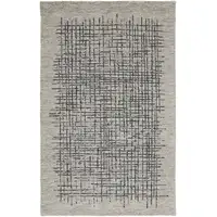 Photo of Gray Black And Tan Wool Plaid Tufted Handmade Stain Resistant Area Rug