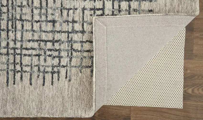 Gray Black And Tan Wool Plaid Tufted Handmade Stain Resistant Area Rug Photo 3
