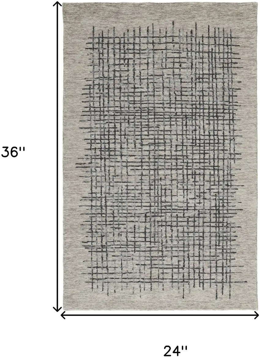 Gray Black And Tan Wool Plaid Tufted Handmade Stain Resistant Area Rug Photo 10