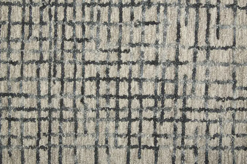 Gray Black And Tan Wool Plaid Tufted Handmade Stain Resistant Area Rug Photo 3