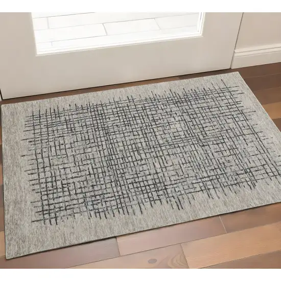 Gray And Black Wool Crosshatch Hand Tufted Area Rug Photo 1
