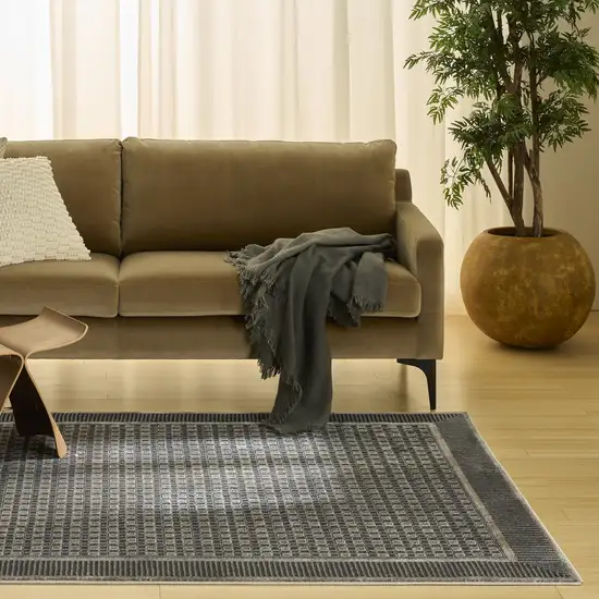 Gray Black And Taupe Geometric Area Rug Photo 5