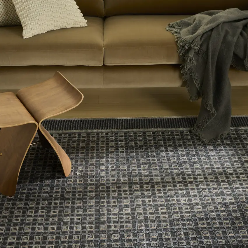 Gray Black And Taupe Geometric Area Rug Photo 6