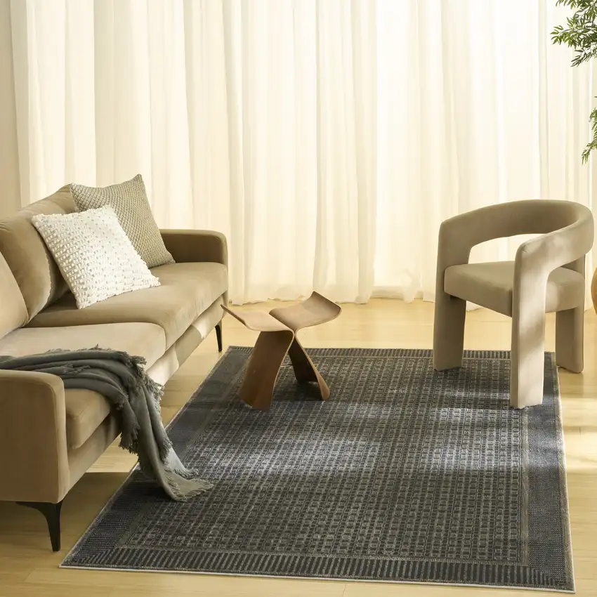 Gray Black And Taupe Geometric Area Rug Photo 7