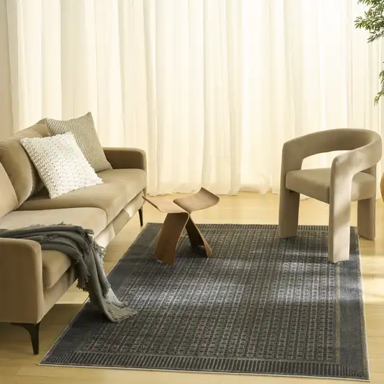 Gray Black And Taupe Geometric Area Rug Photo 7