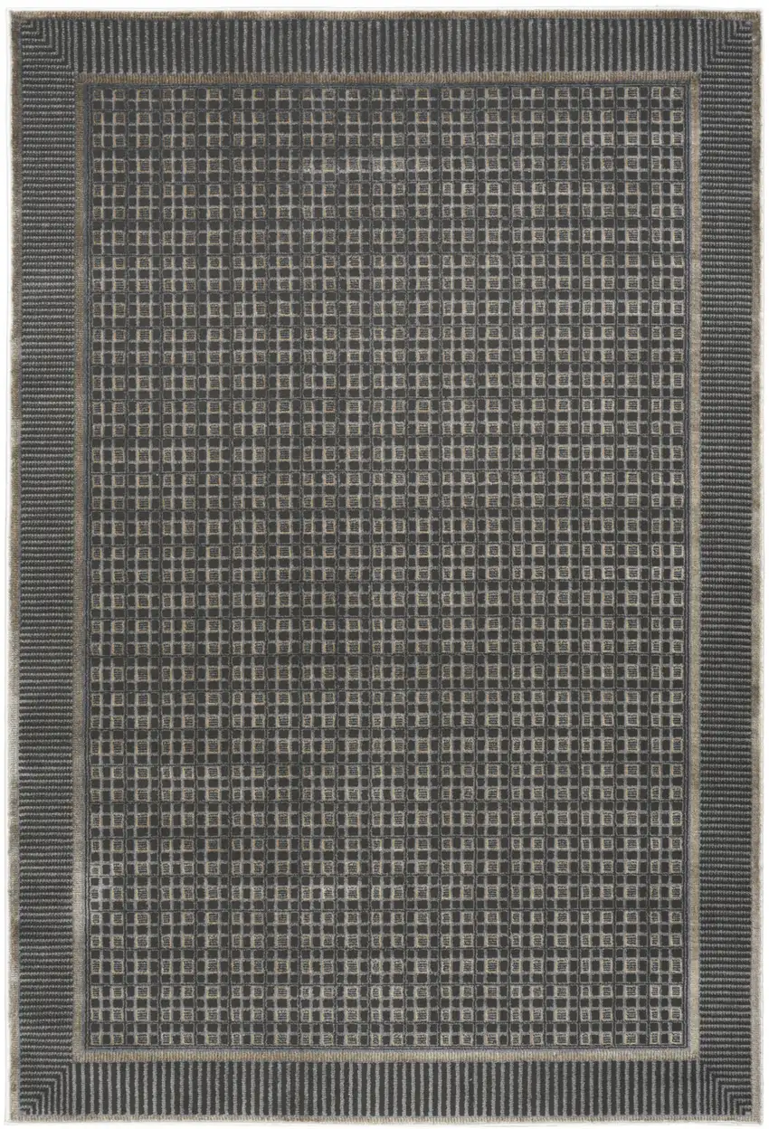 Gray Black And Taupe Geometric Area Rug Photo 8