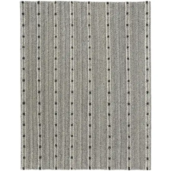 Gray Black And White Wool Striped Hand Woven Area Rug Photo 3