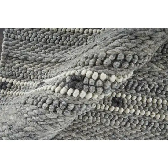 Gray Black And White Wool Striped Hand Woven Area Rug Photo 2
