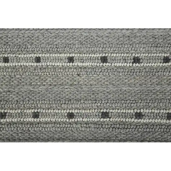 Gray Black And White Wool Striped Hand Woven Area Rug Photo 5