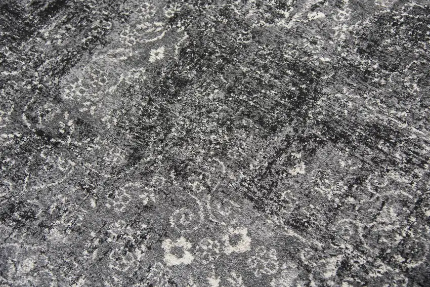 Gray Black Dark Gray And Ivory Medallion Area Rug Photo 1