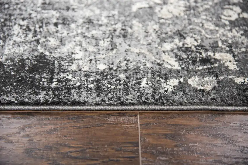 Gray Black Dark Gray And Ivory Medallion Area Rug Photo 5
