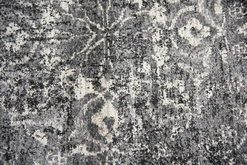 Gray Black Dark Gray And Ivory Medallion Area Rug Photo 4