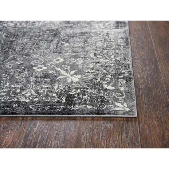 Gray Black Dark Gray And Ivory Medallion Area Rug Photo 3