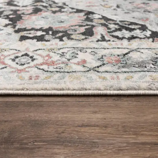 Gray Black Ivory And Light Blue Oriental Area Rug Photo 1