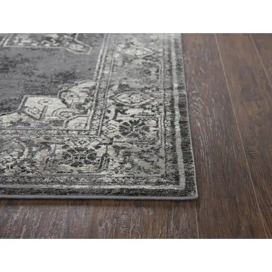 Gray Black Taupe Natural And Ivory Medallion Area Rug Photo 2