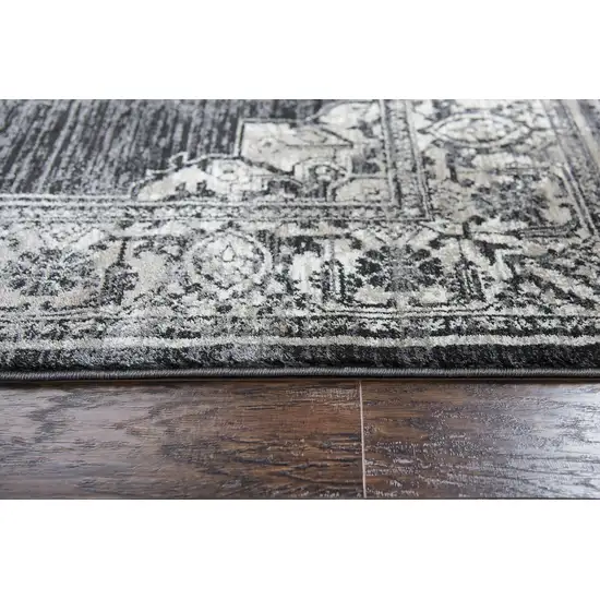 Gray Black Taupe Natural And Ivory Medallion Area Rug Photo 5