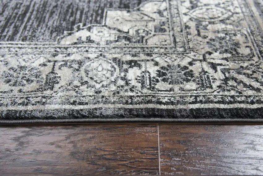 Gray Black Taupe Natural And Ivory Medallion Area Rug Photo 5