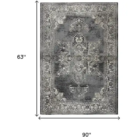 Gray Black Taupe Natural And Ivory Medallion Area Rug Photo 6
