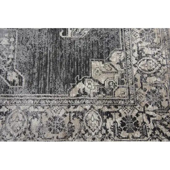 Gray Black Taupe Natural And Ivory Medallion Area Rug Photo 4