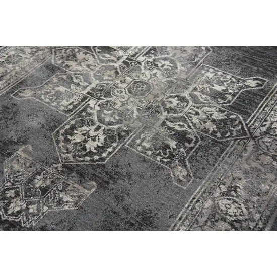Gray Black Taupe Natural And Ivory Medallion Area Rug Photo 3