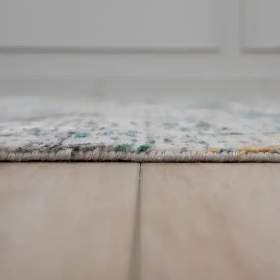 Gray Black Yellow Blue And Ivory New Zealand Lambs Wool Abstract Hand Carved Handmade Area Rug Photo 5
