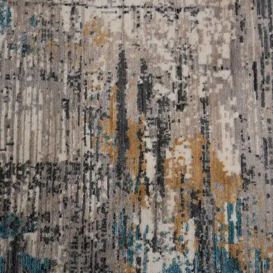 Gray Black Yellow Blue And Ivory New Zealand Lambs Wool Abstract Hand Carved Handmade Area Rug Photo 3