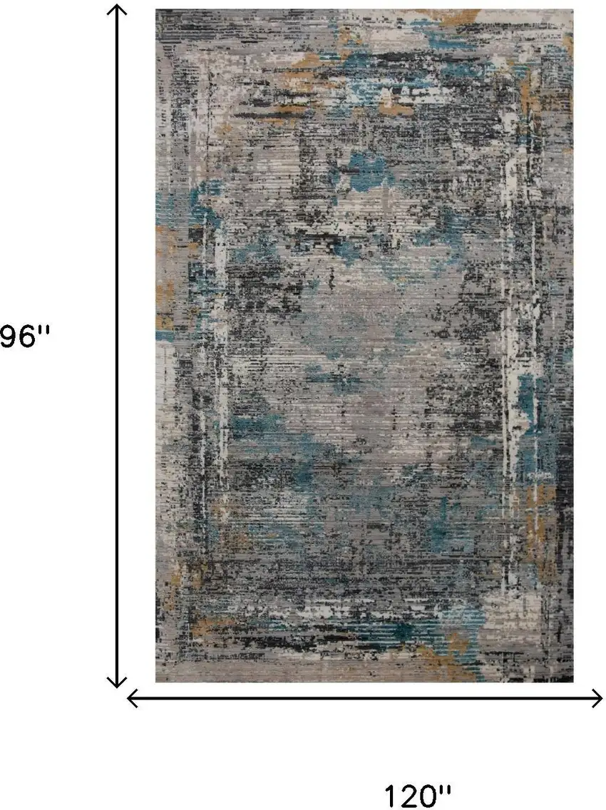 Gray Black Yellow Blue And Ivory New Zealand Lambs Wool Abstract Hand Carved Handmade Area Rug Photo 7
