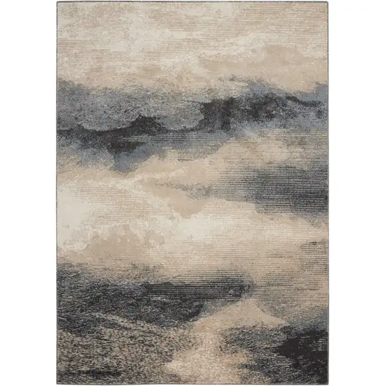 Gray Black and Beige Abstract Area Rug Photo 7