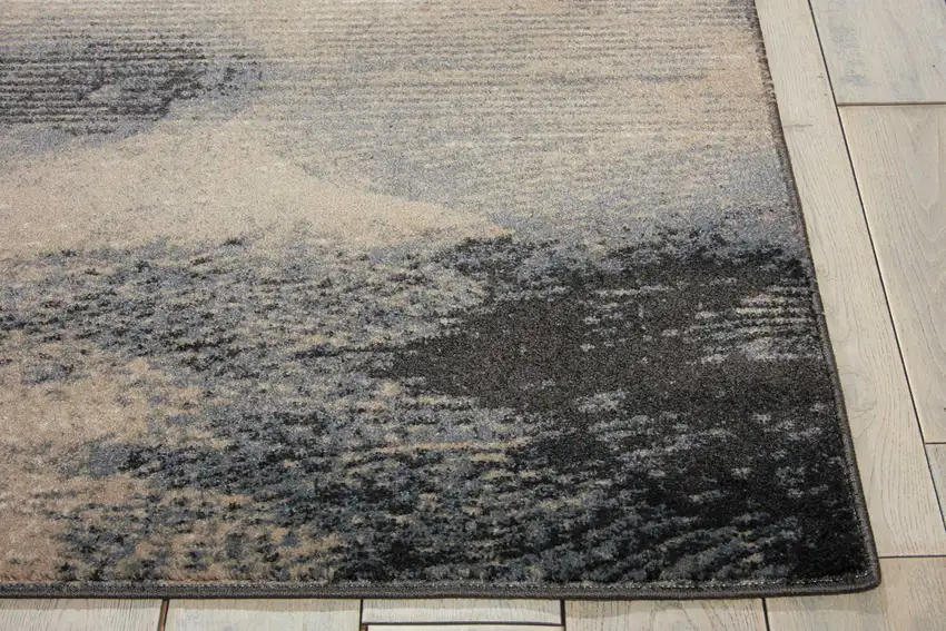 Gray Black and Beige Abstract Area Rug Photo 6