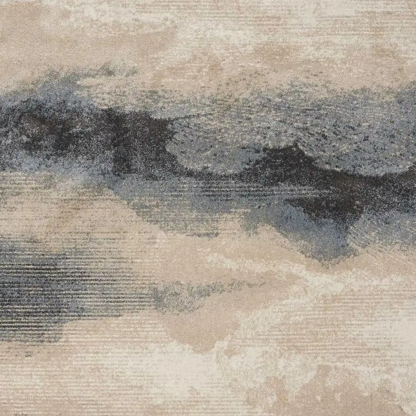 Gray Black and Beige Abstract Area Rug Photo 3