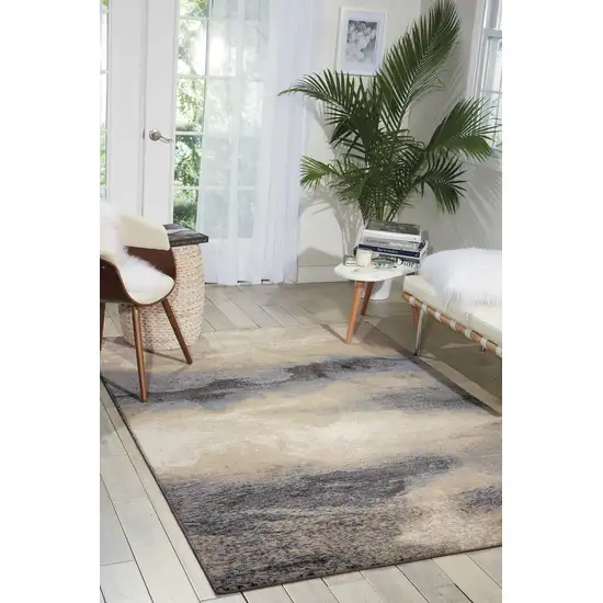 Gray Black and Beige Abstract Area Rug Photo 3