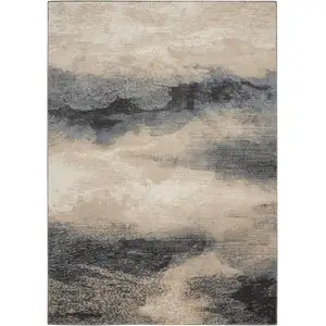 Photo of Gray Black and Beige Abstract Area Rug