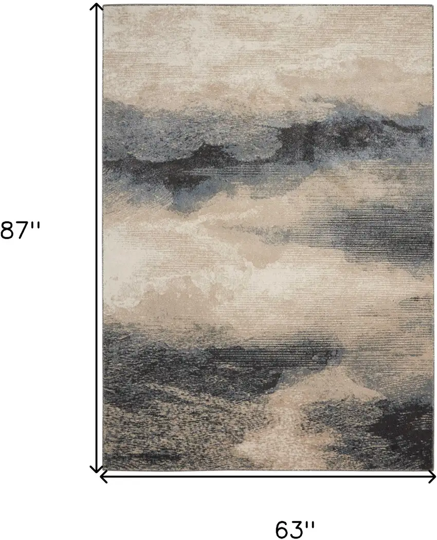 Gray Black and Beige Abstract Non Skid Area Rug Photo 3