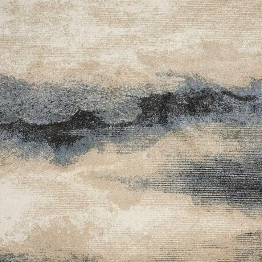 Gray Black and Beige Abstract Non Skid Area Rug Photo 7