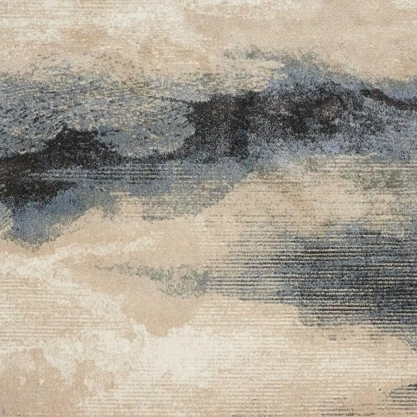 Gray Black and Beige Abstract Non Skid Area Rug Photo 6