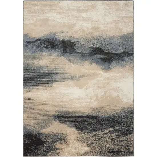 Gray Black and Beige Abstract Non Skid Area Rug Photo 4