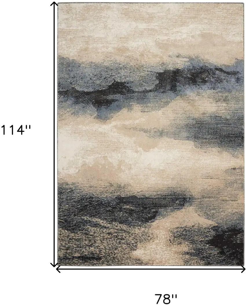 Gray Black and Beige Abstract Non Skid Area Rug Photo 3