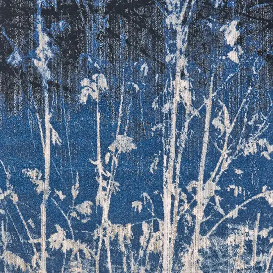 Gray Black and Blue Abstract Power Loom Worn Faded Area Rug Photo 9