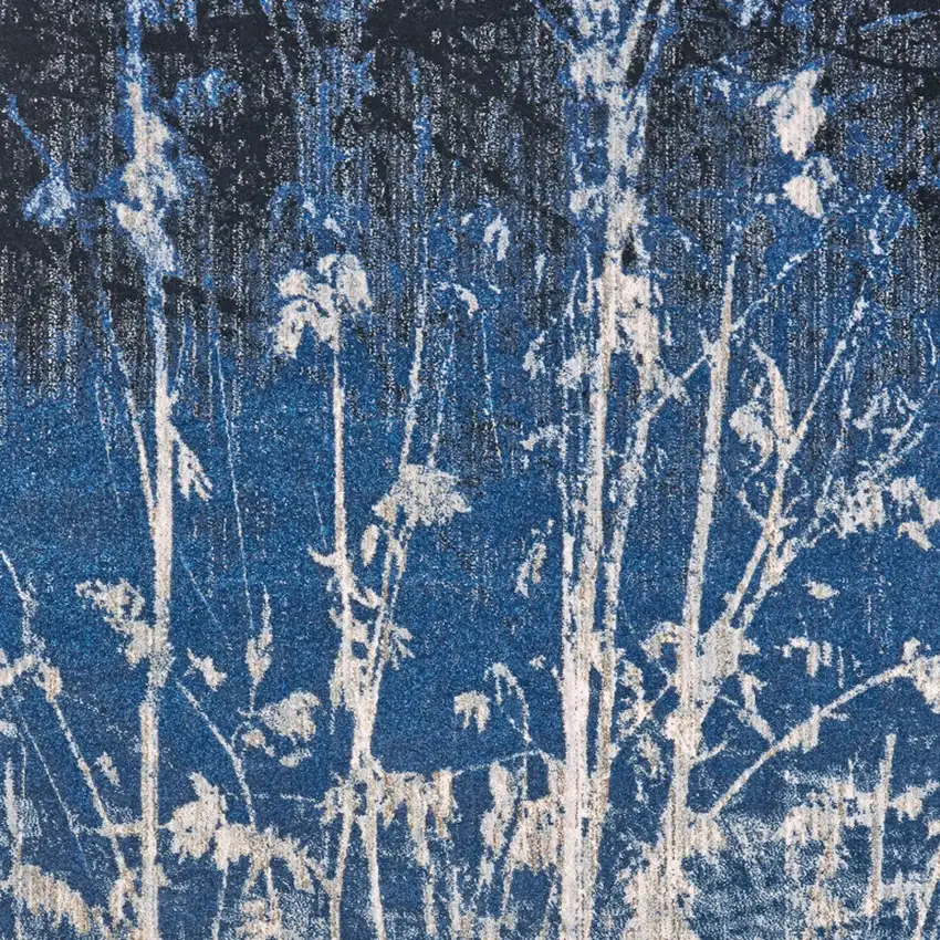 Gray Black and Blue Abstract Power Loom Worn Faded Area Rug Photo 9