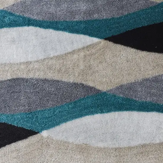 Gray Black and Blue Shag Hand Tufted Area Rug Photo 4