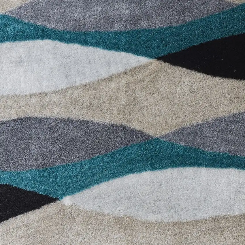 Gray Black and Blue Shag Hand Tufted Area Rug Photo 4