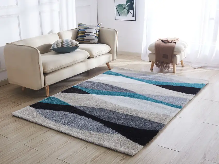 Gray Black and Blue Shag Hand Tufted Area Rug Photo 5