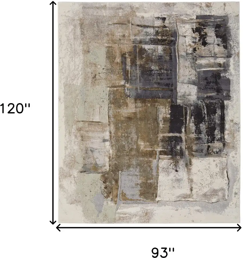 Gray Black and Brown Abstract Power Loom Area Rug Photo 3