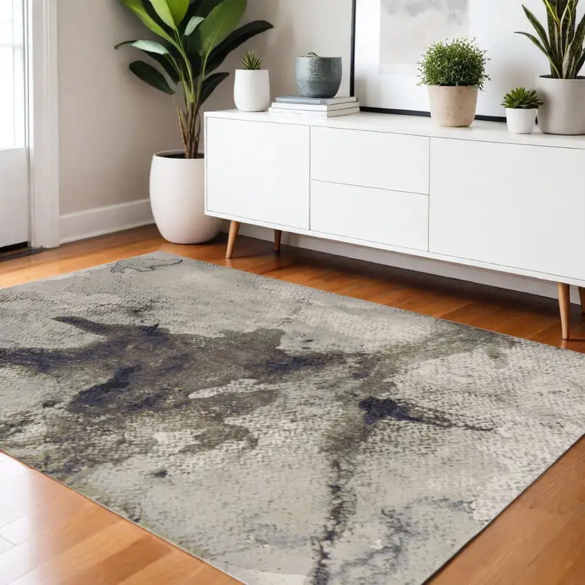 Taupe Brown And Black Abstract Area Rug Photo 1