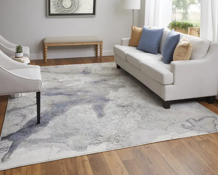 Gray Black and Brown Abstract Power Loom Area Rug Photo 9