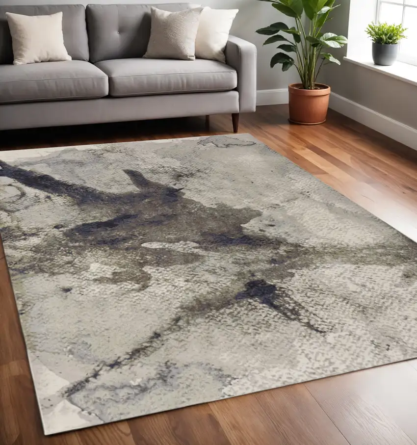 Taupe Brown And Black Abstract Area Rug Photo 1