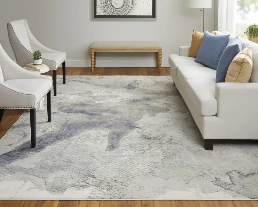 Gray Black and Brown Abstract Power Loom Area Rug Photo 6